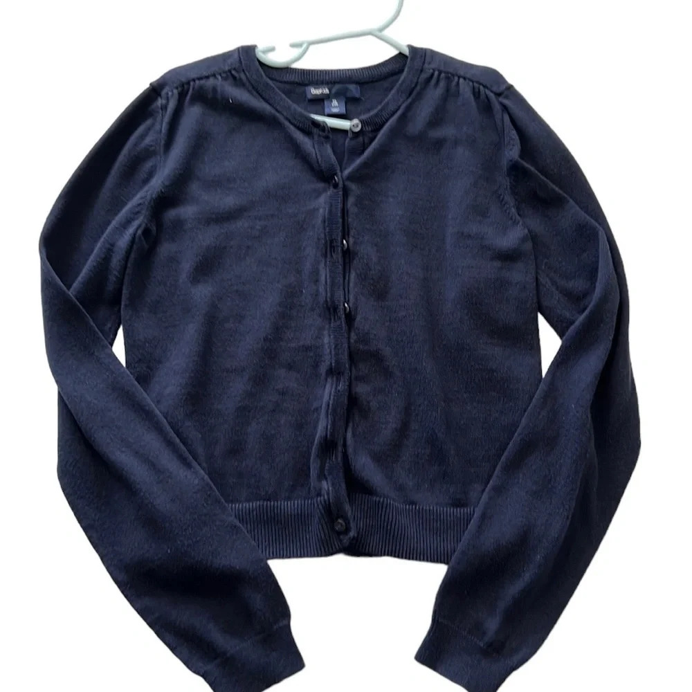 GapKids girls navy blue button down cardigan - Picture 1 of 4